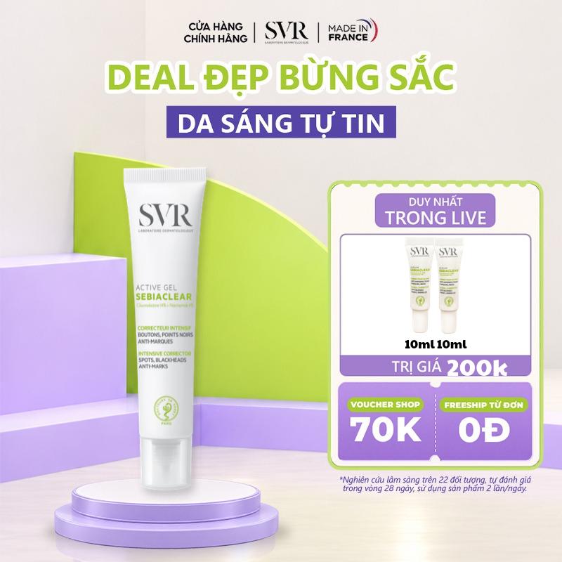 (LIVE) Kem dưỡng dành cho da dầu , giảm mụn SVR SEBIACLEAR ACTIVE GEL 40ml
