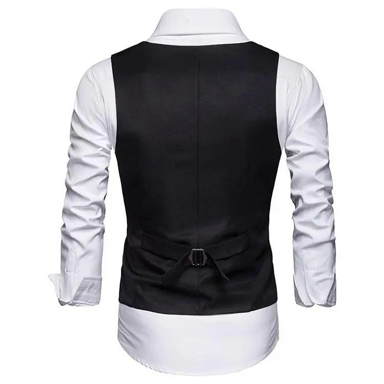 Product Introduction of Okamoto men's fashion suit vest, single breasted plain color V-neck formal jacket men suit jacket 11