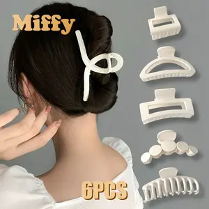 Miffy  [6 PCS] Set Jepit Rambut Doff Retro Jedai Wanita Aksesoris Rambut