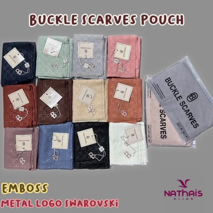 EMBOSS MONOGRAM HIJAB BUCKLE SCARVES SEGIEMPAT POLOS EMBOS Square