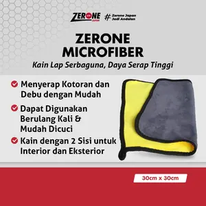 ZERONE Lap Kain Microfiber Serbaguna Lembut Halus Tebal Anti Lecet Menyerap Air Tahan Lama Abu Kuning 30x30cm - Car