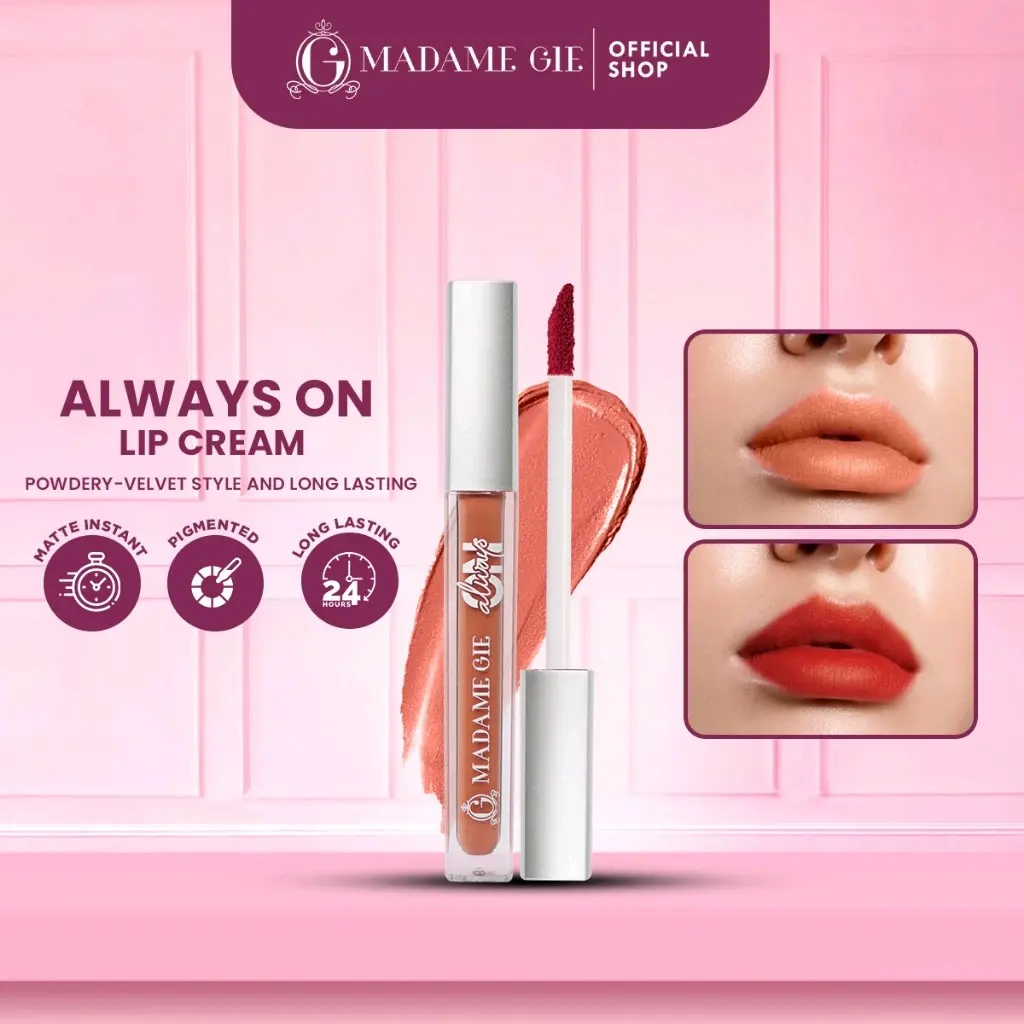 Madame Gie Always On Lip Cream - MakeUp Lip Cream Lipstik (Gloss / Lipstick / Bibir / Waterproof / Lipcream / Lipgloss)