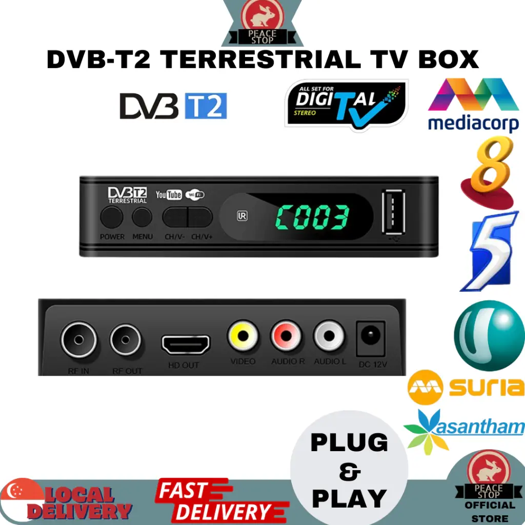 Local Warranty DVB-T2 Digital TV Box Receiver DVB-T2 Tunner dvb t2 box Digital TV Tuner Active Antenna