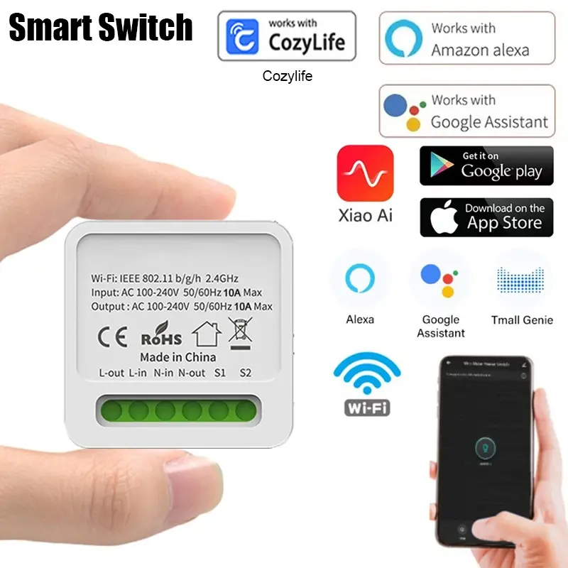 Smart Light Switch Mini Wifi Mini Smart Switch Wireless DIY Light Switches 2 Way Control - Shop ...