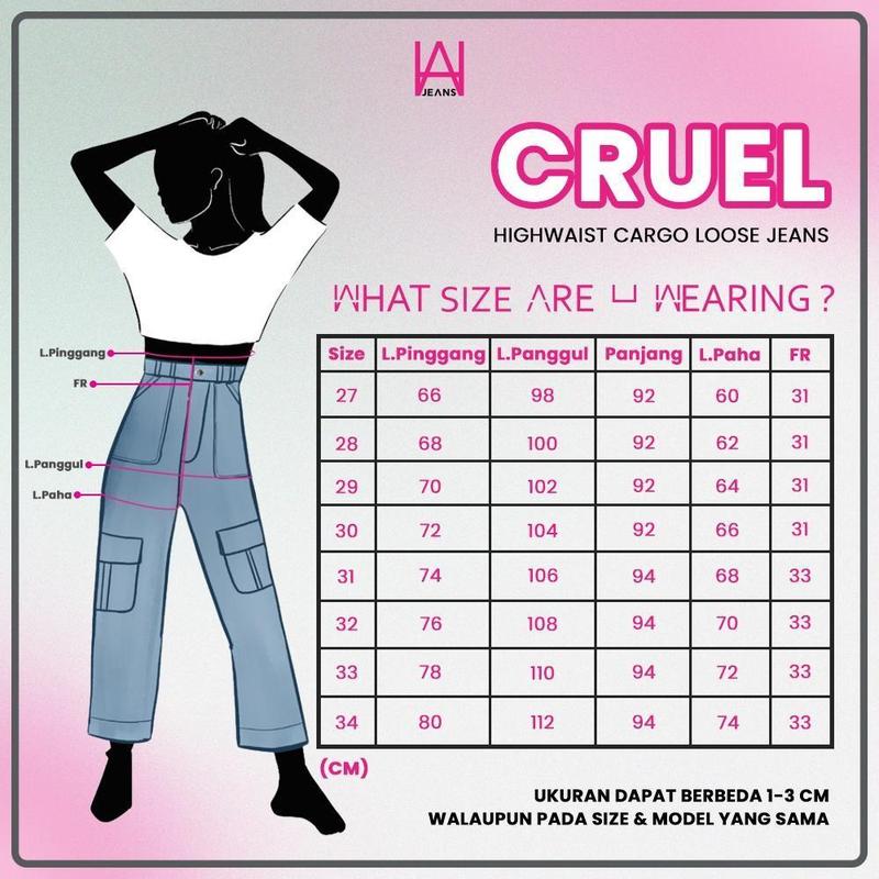 WAUW - CRUEL Highwaist Loose Cargo Jeans Cat. 1 1