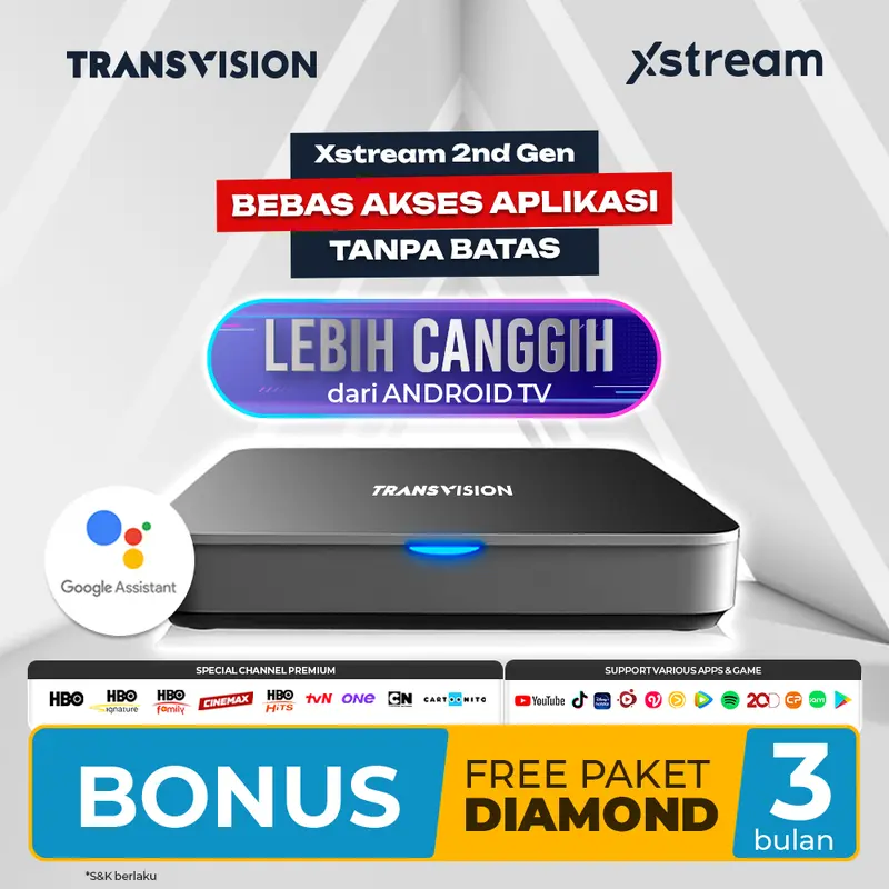 Android TV Box Transvision Xstream 2nd Gen BONUS ALL CHANNEL DIAMOND - STB Google Certified Google Voice WiFi Bluetooth 1