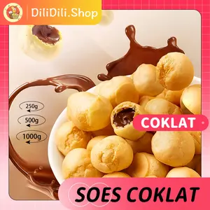 COD Soes Coklat Cokelat/strawberry/ 500g/1kg /Update kemasan terbaru / merek baru/Malona/ mix rasa/halal Kue Sus Kering Isi soes coklat lumer 1 kgr Enak Murah （Cemilan keluarga, cocok untuk dewasa dan anak-anak） Chocolate Food Makanan Snack Manis