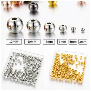 Manik Mutiara Ringan Silver Gold Bulat Series 3-12mm Aksesoris DIY Gelang Kalung Tasbih Strap Phone