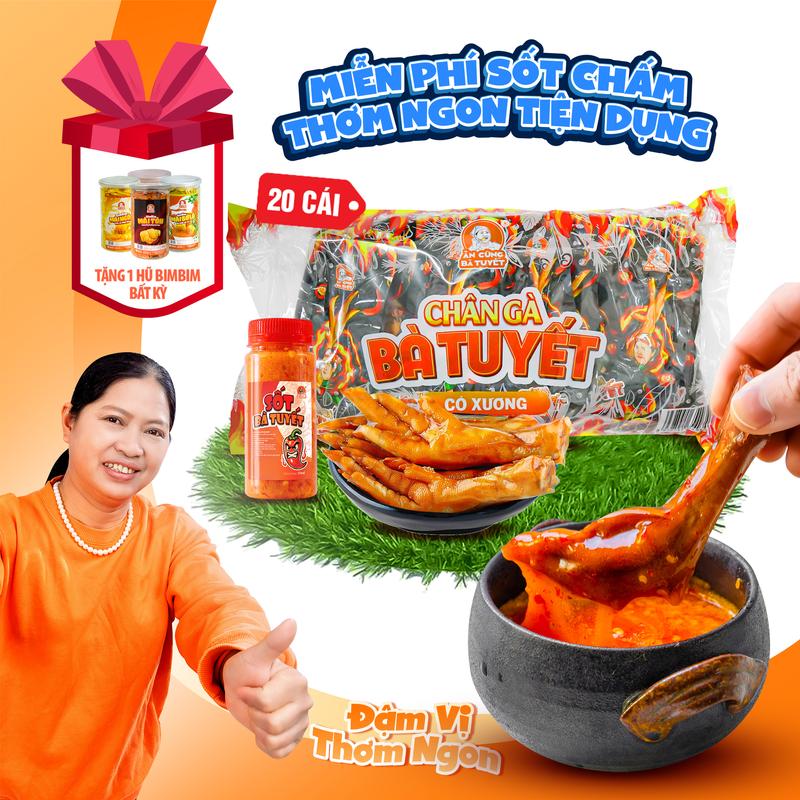 Combo Chân Gà Tê Cay Có Xương gồm 20 chân gà có xương +tặng 1 hũ bimbim+ 1 hũ sốt chấm -ĂN CÙNG BÀ TUYẾT 0