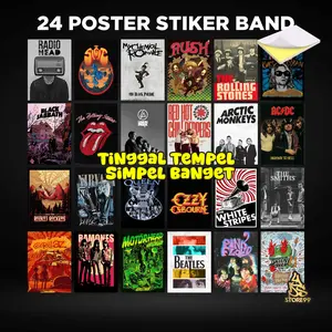 Poster Stiker Band Metal & Rock - Isi 24 Lembar - A5 - Tinggal Tempel