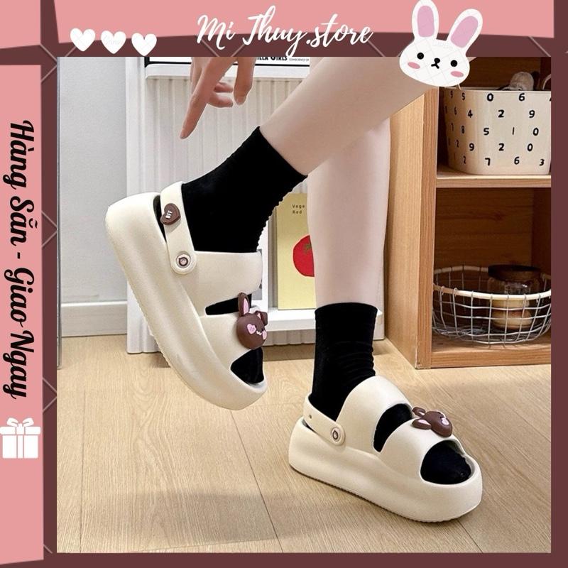 Chọn lùi 1 size Dép sandal dép quai hậu nữ đế 6 cm phối charm hình thỏ cute mềm SANDAL THỎ BFF