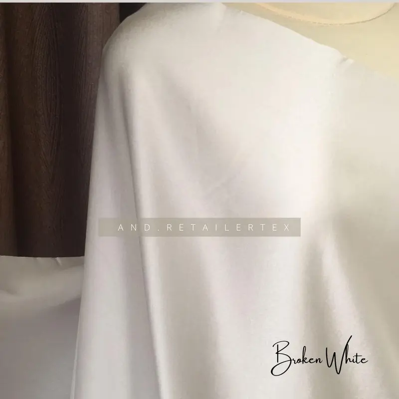 harga setengah meter Kain Satin MXMara Original Pure Silk 100% Warna Putih Tulang Broken White 4