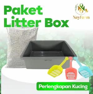 Litter Box Kucing 1 Set Tempat Pup Kucing Best Seller Bak Pasir Kucing + Pasir Kucing 1kg + Serokan Kucing 1 paket