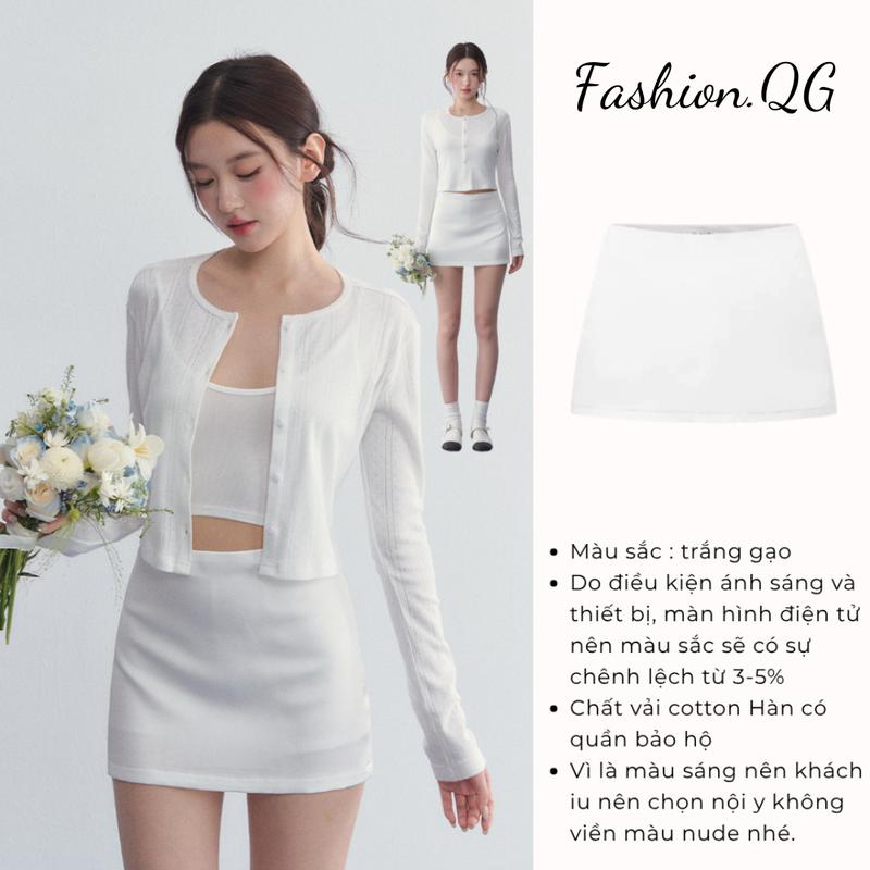 Chân váy ngắn cạp trễ - chân báy trơn basic chất liệu cotton kini style