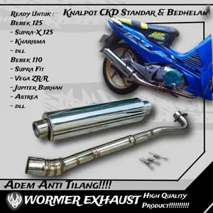 Knalpot CKD standar dan bobok bedhelan untuk bebek 110 dan 125 cc pnp Supra X 125 Kharisma Shogun Smash Revo Vega ZR R Astrea Legenda Jupiter Burhan Robot pnp