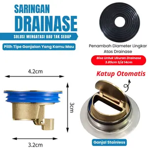 Floor Drain Penutup Lubang Saluran Air Kamar Mandi Wastafel Otomatis Tembaga