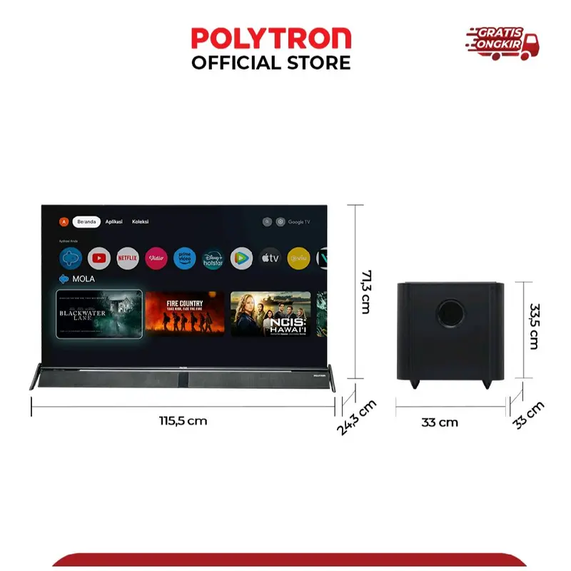 Google Tv Polytron Cinemax Soundbar 50 Inch POLYTRON 4K