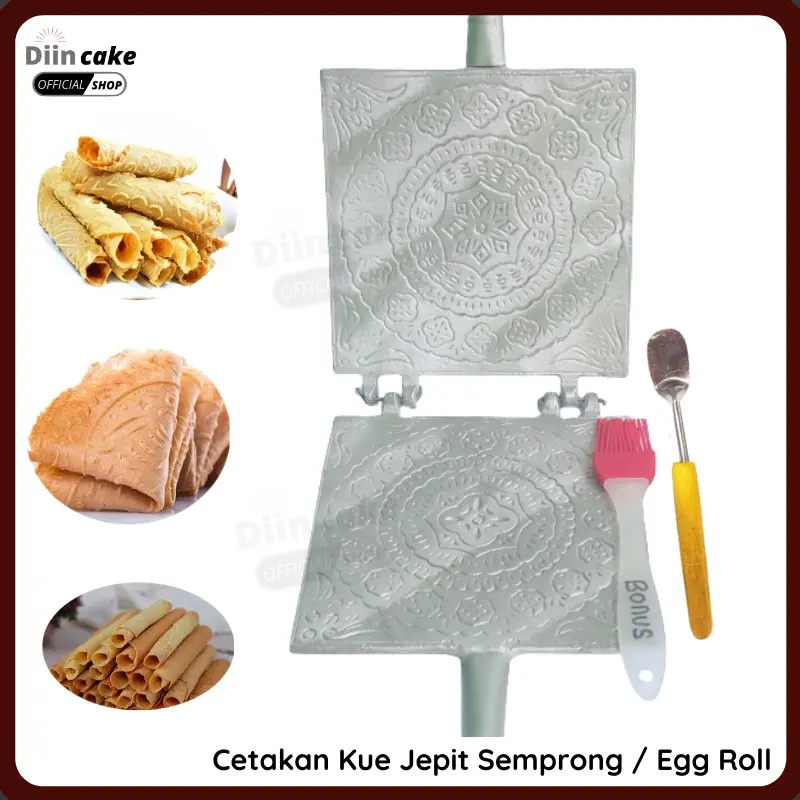 Cetakan Kue Jepit Semprong Opak Gambir Egg Roll Small Bonus Sutil Kue Dan Kuas Kue Silikon 0