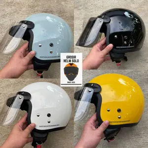 HELM BOGO DEWASA POLOS PREMIUM PRIA WANITA FULL LEHER SNI WARNA SOLID TERBARU COD
