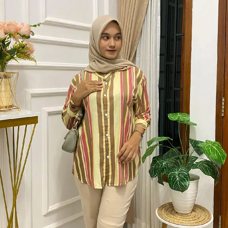 DAILY TOP SALUR // KEMEJA WANITA RAYON SALUR OVER SIZE LENGAN 3/4 LD 120 8