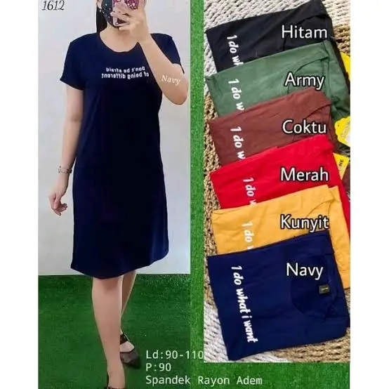 Daster Wanita Lemone Rayon Spandek Jatuh Adem Dress Katun Nyaman