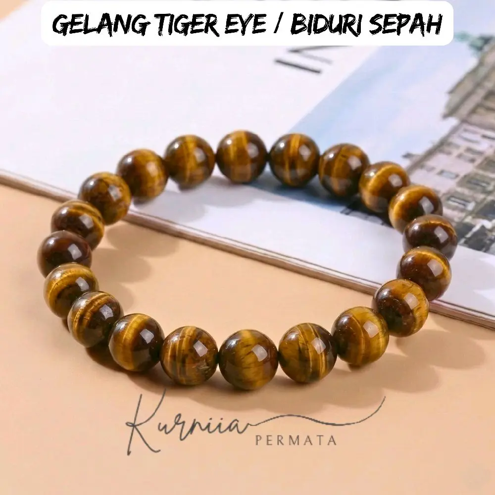 Gelang Batu Tiger Eye Nempel Magnet / Mat4 H4rimau / Biduri Sepah Asli Natural Batu Elegan