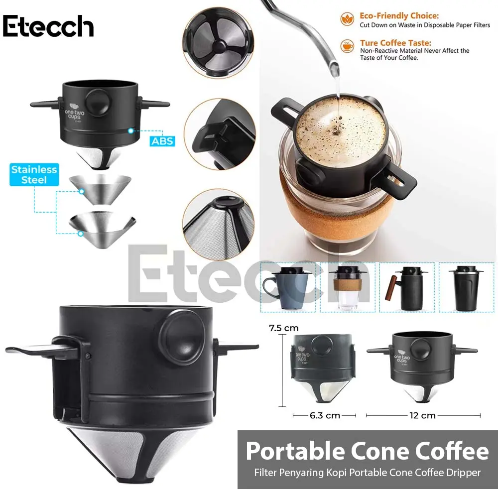 Filter Penyaring Kopi Portable Cone Coffee Dripper Stainless Steel Barista