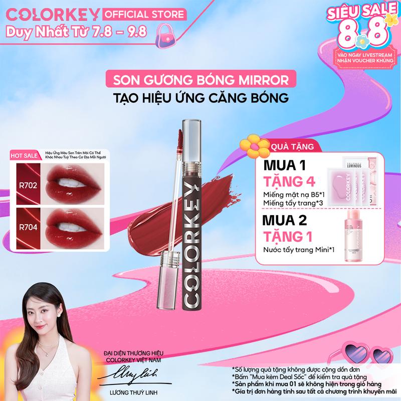 Son Môi Gương Bóng COLORKEY Mirror Tạo Hiệu Ứng Căng Bóng Như Gương Cho Đôi Môi Đầy Đặn Quyến Rũ 1.7g