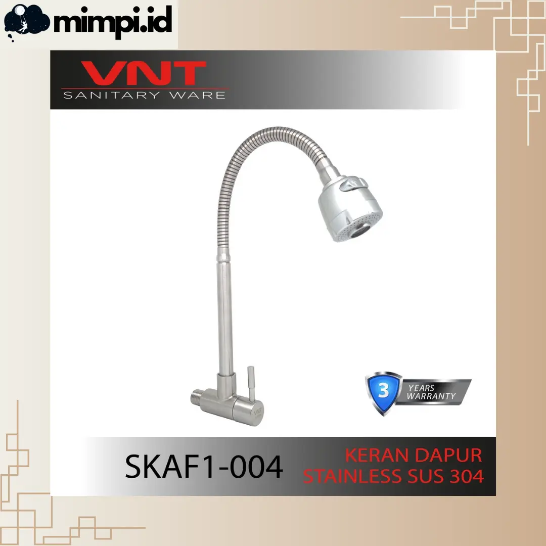 Kran Cuci Piring Flexible Stainless SUS304 Keran Air Sink Dapur Tembok