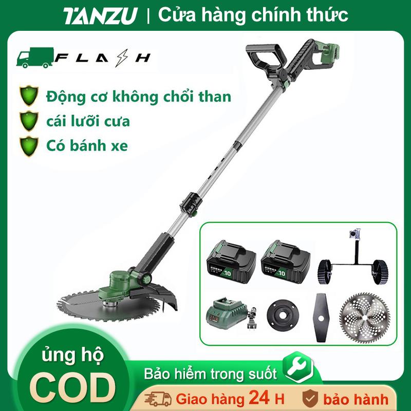   Hàng sẵn  TANZU 21V máy cắt cỏ điện lithium không chổi than lớn sạc máy cắt cỏ điện cầm tay ngoài trời công suất cao làm cỏ tạo tác với bánh xe phụ trợ làm cỏ đầu dây nylon máycắtcỏ 