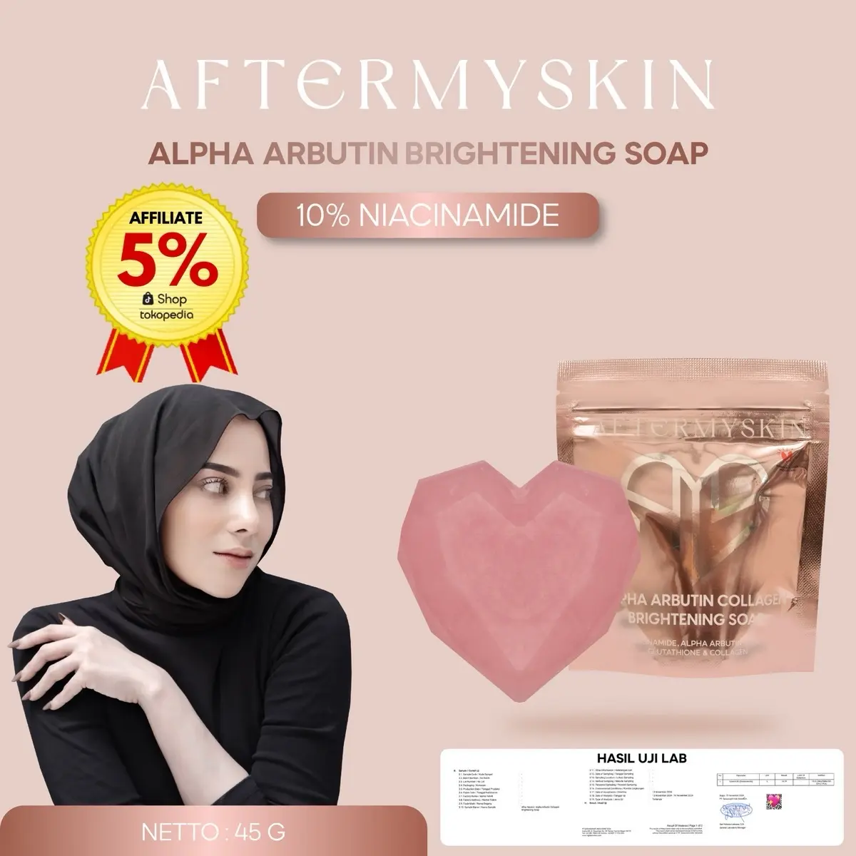 【AFF 5%】AFTERMYSKIN - Alpha Arbutin Collagen Brightening Body Bar Soap 45g Niacinamide 10% Love Edition Sabun Afterskin After Skin Official Original by Andhitairianto BPOM