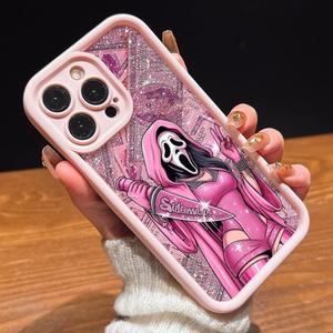 Funda para Teléfono de TPU Engrosado a Prueba de Golpes con Diseño de Calavera de Dólar en Color Rosa para iPhone 17/17 Pro Max 16/16 Plus 15/14/13/12/11/XS/XR/X/7/8 Plus/Pro Max - Funda Protectora Resistente a Arañazos y Golpes