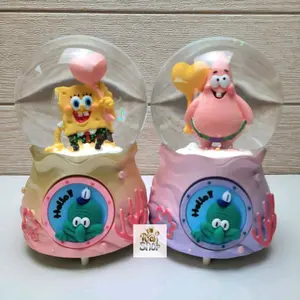 Snowball Bear Salju Otomatis  Kotak Musik Bola Air Kaca Kristal Salju Snowglobe Waterball Lampu