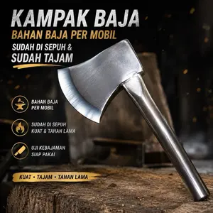 kampak kayu baja per mobil gagang besi sudah di sepuh siap pakai cocok untuk pangkas kayu dan bambu atau cincang tulang dan daging Kitchenware