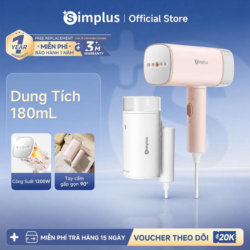 SimplusVN Bàn ủi hơi nước cầm tay Simplus GTJH020, Công suất 1200W, Bình chứa nước 180ml, Gấp gọn tiện lợi Bảo hành 1 năm chỉ đổi không sửa