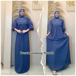 Anisa Dress - Bahan Ceruty Babydoll kombinasi Brokat - Ld 90 - 120 - Gamis Kondangan