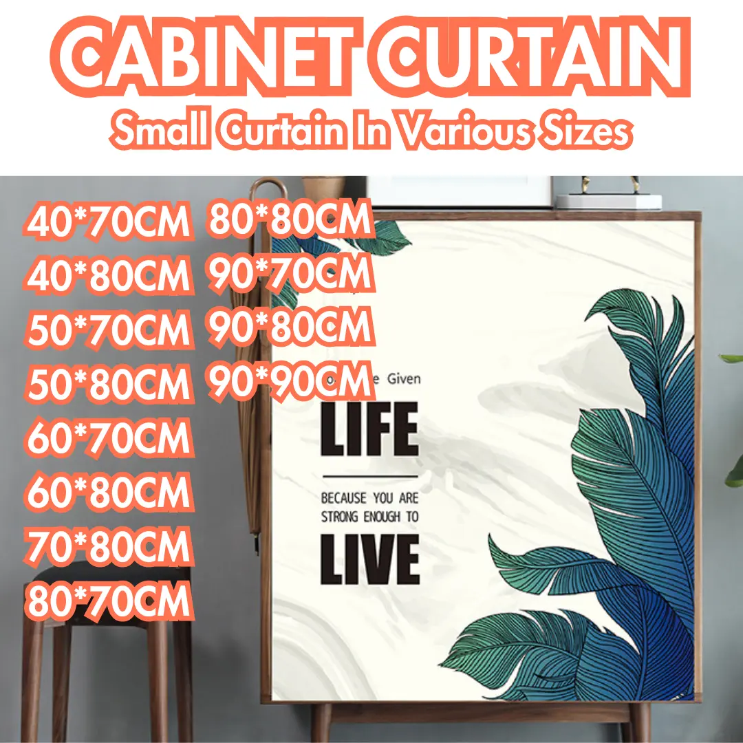Cabinet Curtain Cover Cloth With Hook & Loop Tape For Kitchen Sink Cabinet Wardrobe Cupboard Shelf Shoe Cabinet Rack Short Curtain