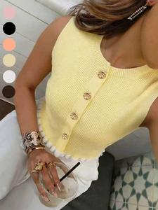Nueva chalaca casual para mujer Primavera/Verano, botones metálicos y bajo con volantes, diseño sencillo, perfecta para uso diario
