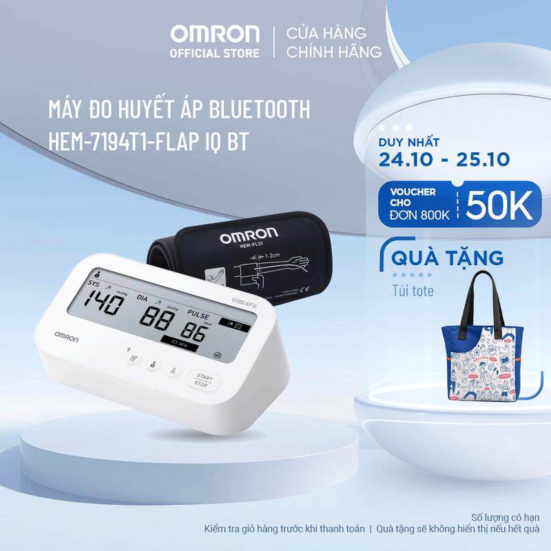 (Dòng mới 2026) Máy Đo Huyết Áp Bluetooth Phát Hiện Rung Nhĩ OMRON HEM-7194T1-FLAP IQ BT