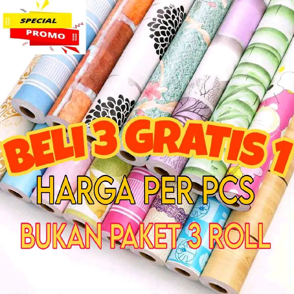 Promo Beli 3 Gratis 1 Wallpaper Stiker Dinding Kamar Tidur 45 Cm x -/4 Meter BELI 3 GRATIS 1 Kertas Pvc
