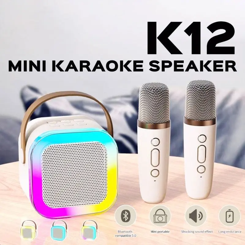 [COD&Local Delivery] Speaker Karaoke Bluetooth Mini dengan 2 Mikrofon - Mikrofon Nirkabel dan Mikrofon Bass speaker konten mikrofon karaoke Microphone Wireless 0