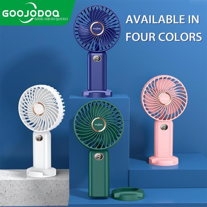 Quạt Mini USB Cầm Tay Quạt Làm Mát 5 Tốc Độ Có Thể Sạc Lại Quạt Cầm Tay Có Giá Đỡ Điện Thoại Và Giá Đỡ Cổ Màn Hình Kỹ Thuật Số Gấp Gọn Kipas Mini Tích Hợp Pin Dự Phòng 3000mAh GOOJODOQ