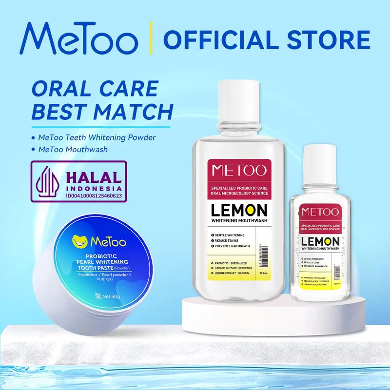 MeToo Teeth Whitening Powder / Whitening Tooth Powder / Probiotik / Pemutih Gigi Mutiara / pembersih karang gigi / menghilangkan kalkulus gigi / memperbaiki gigi kuning / menghilangkan bau mulut / obat kumur karang gigi Memutihkan Perawatan 0