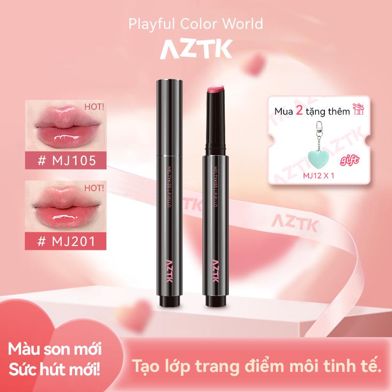 Son Bóng Dạng Thạch AZTK, Son Môi Tráng Gương Sáng Bóng, Son Bóng Dưỡng Ẩm Màu Nude, Bộ Cửa Hàng Chính Thức, 2 Miếng, 1.9g + 1.9g, Hàng Mới Về