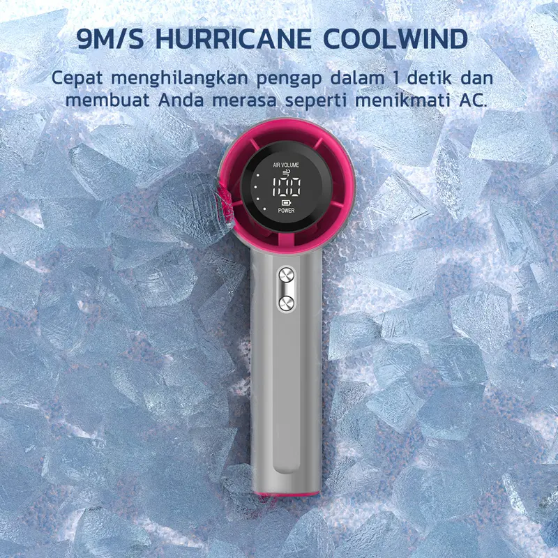 PRINCE  GFS001 High-speed Portable Handheld Fan 4000MAH Mini kipas Strong Wind 100 Gear Wind Speed kipas angin Digital Display Adjustable Turbo kipas tangan . 8