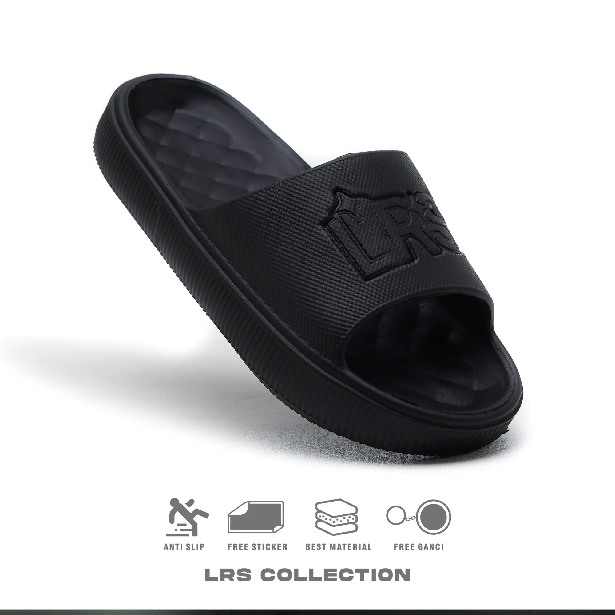 Lrs Sandal Slide Sandal Slop-Pillow Star Black Shoes Karet