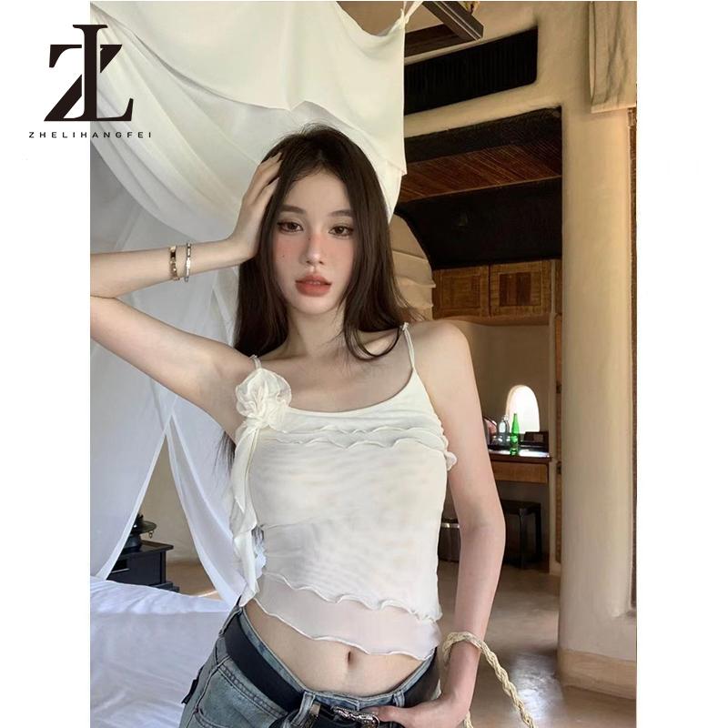 Áo Croptop Áo 2 dây áo ba lỗ Thời trang hàn quốc sang trọng rực rỡ tráng lệ Thoải mái