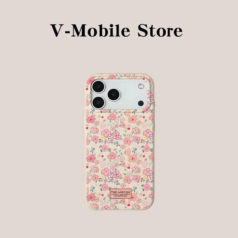 Ốp lưng điện thoại phong cách Dopamine, hoa nhí đầy mặt lưng, vân da sang trọng. Tương thích iPhone 17, 16, 15, 14, 13, 12, 11 Pro Max, X, XR, XS Max.