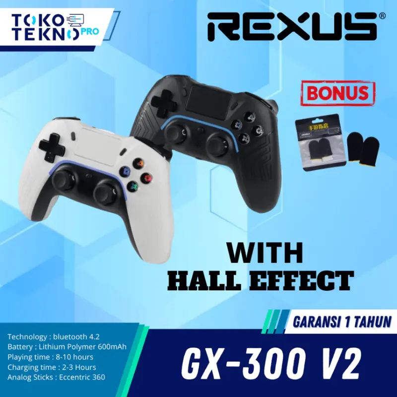 Rexus GX300 / GX-300 V2 Upgraded Gamepad Joystick Bluetooth Wireless Led Accessories 0