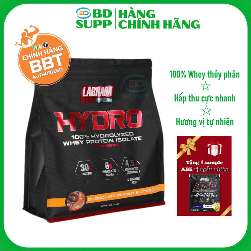 [Tặng Quà] Bột HYDRO Labrada, Hydrolyzed Whey Protein Isolate, 47 Servings (4Lbs)